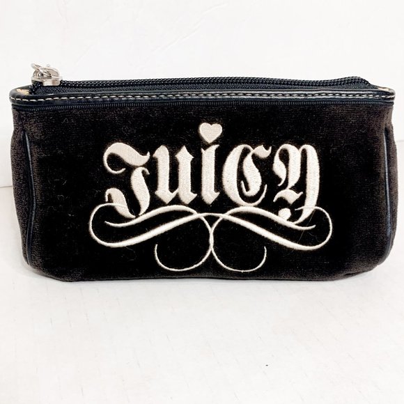 Juicy Couture Handbags - Juicy Couture Brown Velour Embroidered Pencil Case